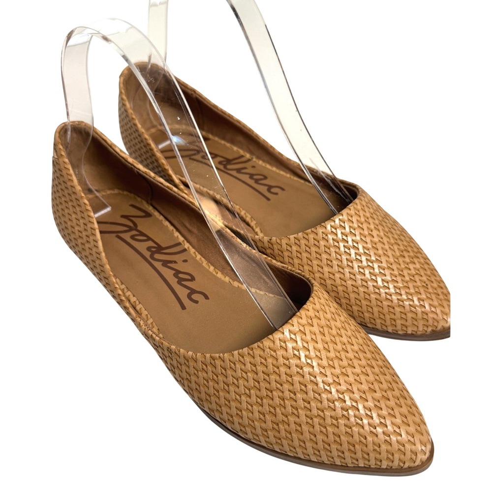 Zodiac Hill‎ Flats Womens Sz 6 Camel Tan Woven Pointed Toe Ballet Flat